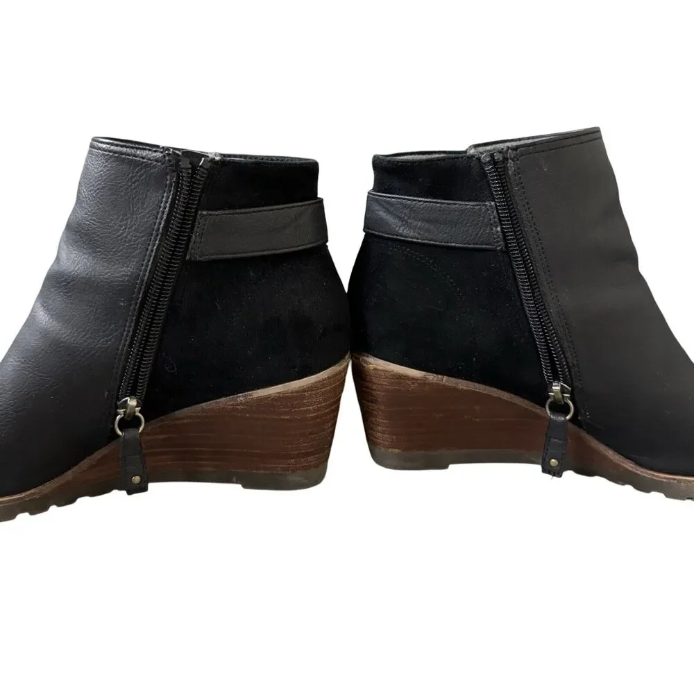 Dr. Scholls Boots Womens 9 Black Noelle Wedge Casual Ankle Booties Casual Office